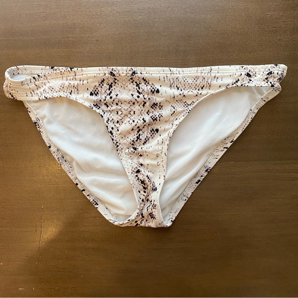 Xhilaration Snake Skin Print Bikini Bottoms Cream Black Beige Small Animal Print